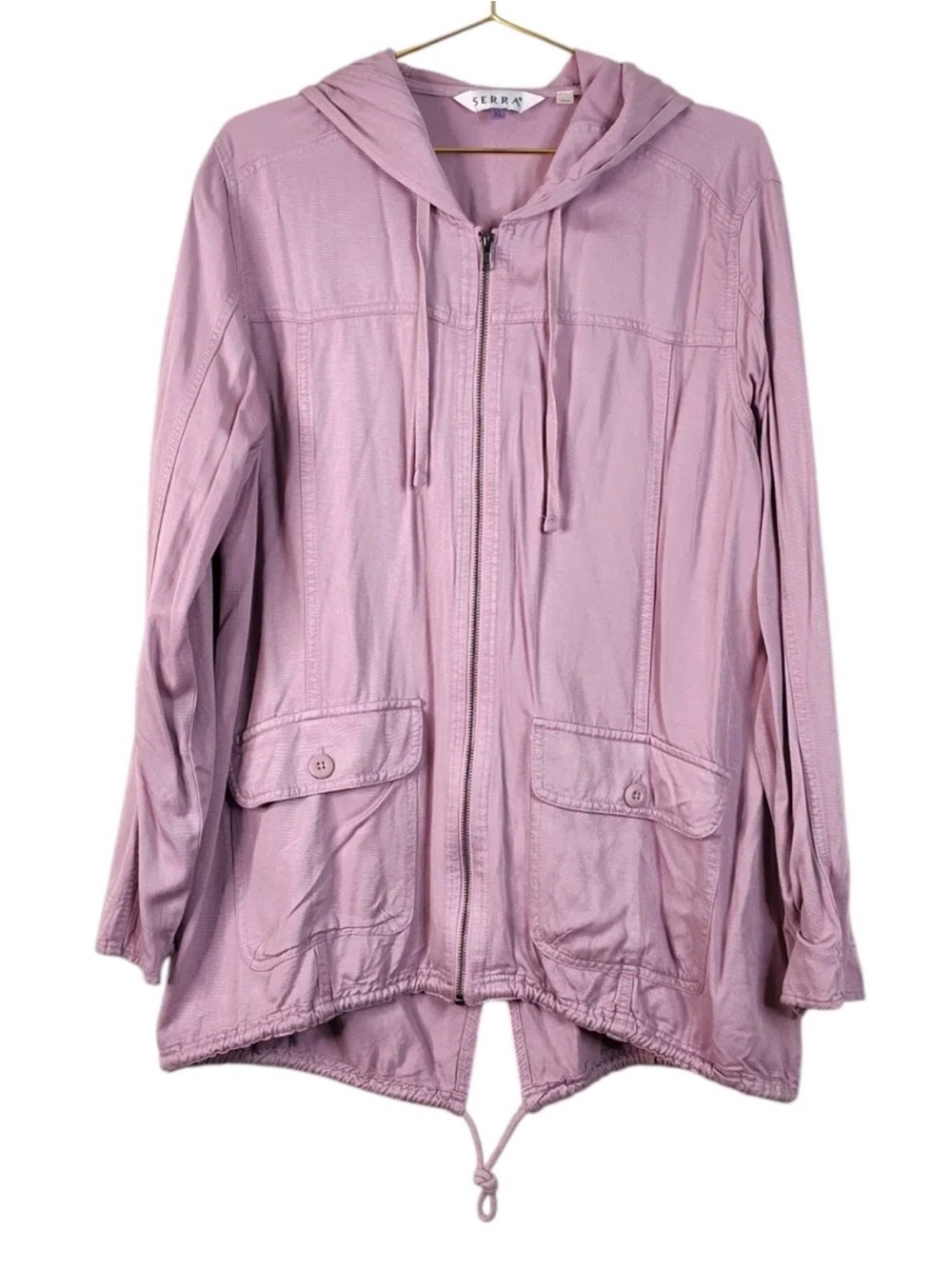 Serra Mauve Hooded Zip-Front Utility Jacket